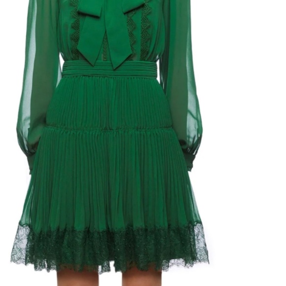 NWT Green Self-Portrait Chiffon Mini Dress Sz 10 - Picture 2 of 11